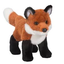 Red Fox plush toy, 10 inches, realistic red, white, and black fox coloring, soft and cuddly stuffed animal.