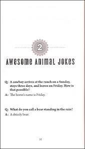Laugh Out Loud! Awesome Jokes book open to animal jokes with funny questions and answers for kids aged 6-10.
