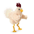 Funky Chicken Puppet with soft plush feathers, playful eyes, velvety comb, and movable head and wings for fun animation.