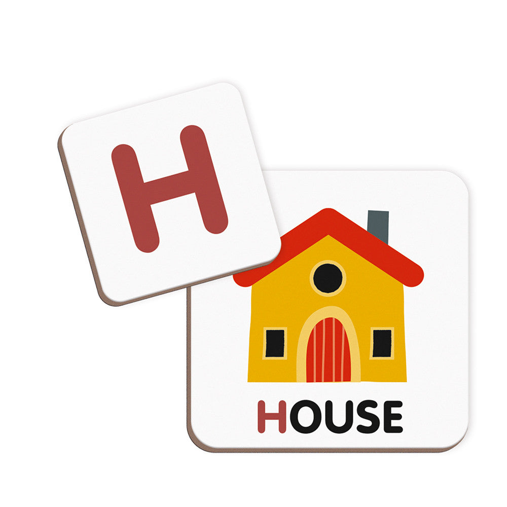 MagnetiBook Alphabet showing letter H magnet and illustrated house magnet for educational learning game.