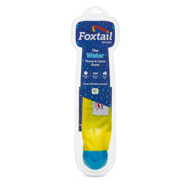 Foxtail Splash water-friendly throw and catch game with floating ball and nylon tail for pool and beach play.