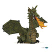 Green Winged Dragon figurine breathing fire, detailed scales and wings, perfect for magical enchanted world displays.