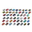 Matchbox Single showcasing a variety of detailed, colorful die-cast vehicles with realistic wheels and authentic designs.