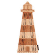Cribbage Board Lighthouse wooden game board shaped like a lighthouse with pegging holes and laser engraved details.