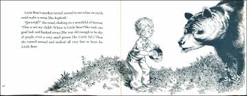 Blueberries for Sal shows a child holding a basket near a friendly mama bear in a forest setting.