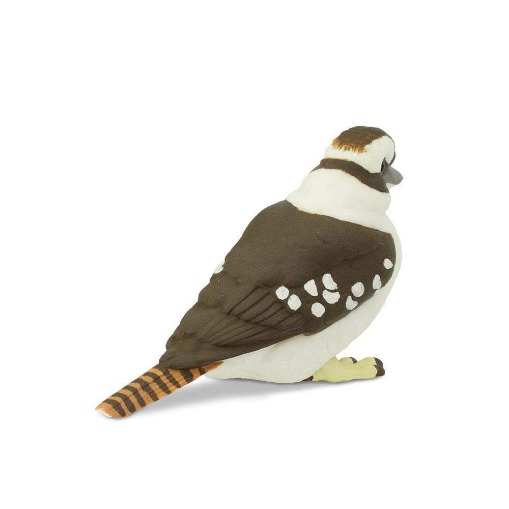 Lifelike hand-painted Kookaburra figurine, 3 inches long, with detailed brown and white markings and striped tail.