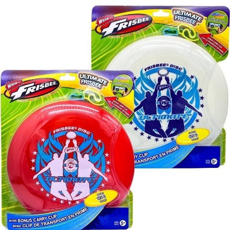 Frisbee Ultimate 175g in red and white with advanced aerodynamics and bonus carry clip for ultimate frisbee play.