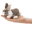 Bunny Rabbit Finger Puppet shown on a hand, soft two-toned plush toy perfect for children ages 3 and up.
