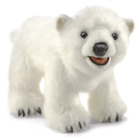 Polar Bear Cub Puppet with soft plush fur, padded paws, and a friendly face, perfect for ages 3 and up.