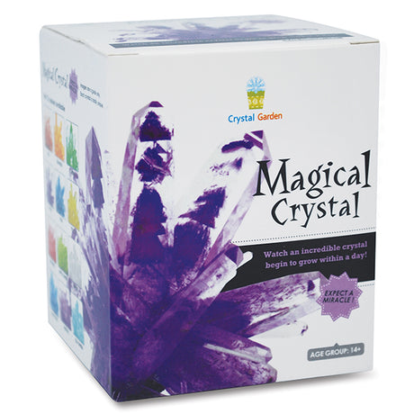 Magic Crystal Purple kit box showing vibrant purple crystal growth with instructions for ages 14 and up.