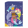 Mermaids TriFold Card featuring colorful mer-animals celebrating with cake and gifts under the sea.