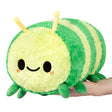 Caterpillar Mini plush by Squishable, soft green and yellow striped tube with a friendly smiling face, perfect for all ages.