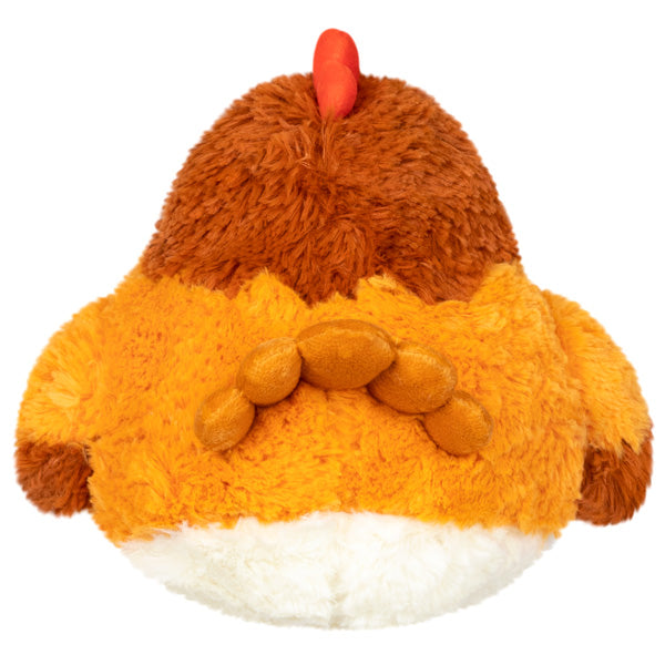 Hen Mini plush toy with soft, squishy material, perfect size for hugs, in warm brown and orange colors.