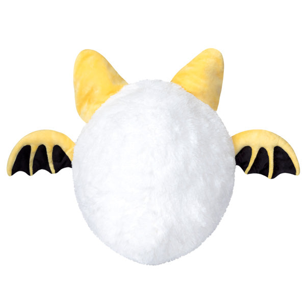 Honduran White Bat Mini plush toy with white body, yellow ears, and small black and yellow wings made of polyester fiber.