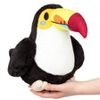 Toucan Mini plush toy with colorful beak held in hand, soft polyester fiber, perfect cuddly pet for all ages.