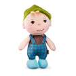 Mini Doll Matteo soft cuddly 6-inch doll in green hat and blue outfit, perfect for babies and toddlers.