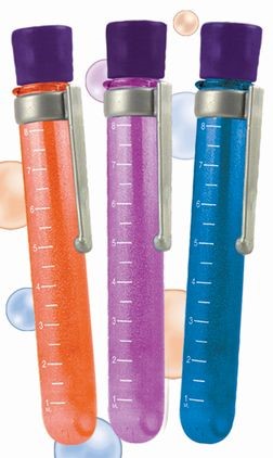 Touchable Glitter Bubbles in assorted colors with glitter shimmer inside clear tubes for fun, tactile bubble play.