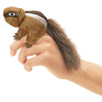 Chipmunk Finger Puppet showing realistic woodland friend perched on a finger with detailed fur and tail.