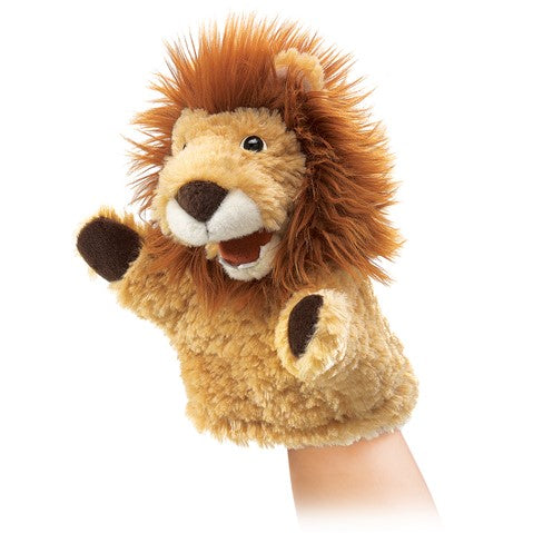 Cute Lion Little Hand Puppet with soft fur and mane, perfect for kids' imaginative play and puppet shows.