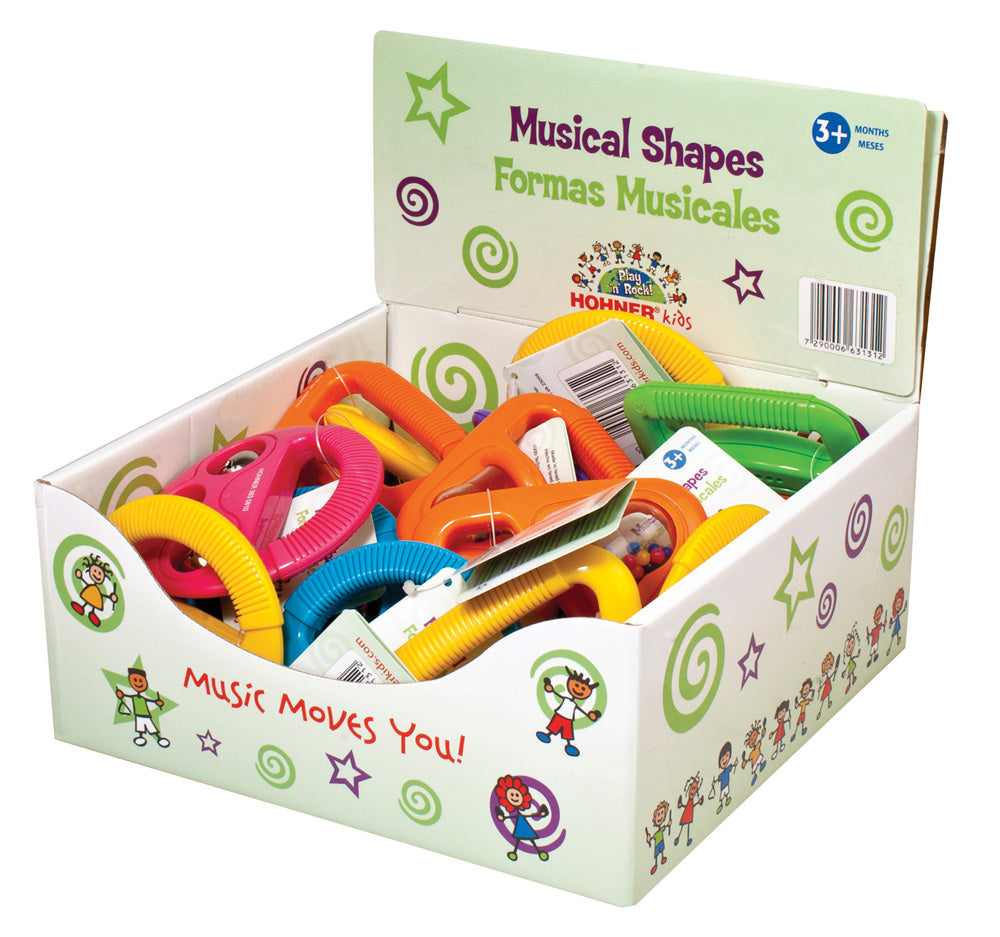 Musical Shape colorful geometric musical instruments including triangles, circles, and squares for kids 3 months and up.