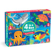 4-12pc Ocean Progressive Puzzles featuring colorful ocean animals in 4 puzzles with increasing difficulty levels.
