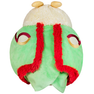 Luna Moth Mini plush toy with green wings and red accents, soft and squishy, perfect for snuggling and play.
