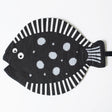 Organic Crinkle Toy | Fish in black and white with striped edges and crinkle paper filling for sensory play.
