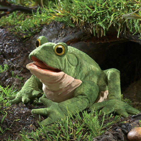 Toad Puppet plush with textured warty body and open eyes, perfect for imaginative play and animation.
