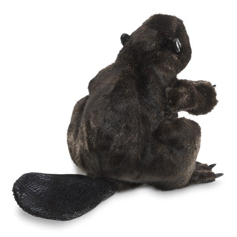 Beaver Puppet with sleek brown fur, textured flat tail, and realistic paws, perfect for playful storytelling.