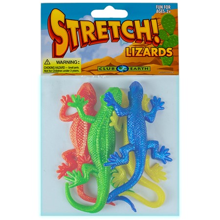Stretchy Lizards pack of 4 bright, stretchy and bendable reptiles for fun, safe play for kids ages 5 and up.