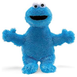 Cookie Monster plush with soft blue fur and large eyes, perfect for cuddling and Sesame Street fans, 12 inches tall.