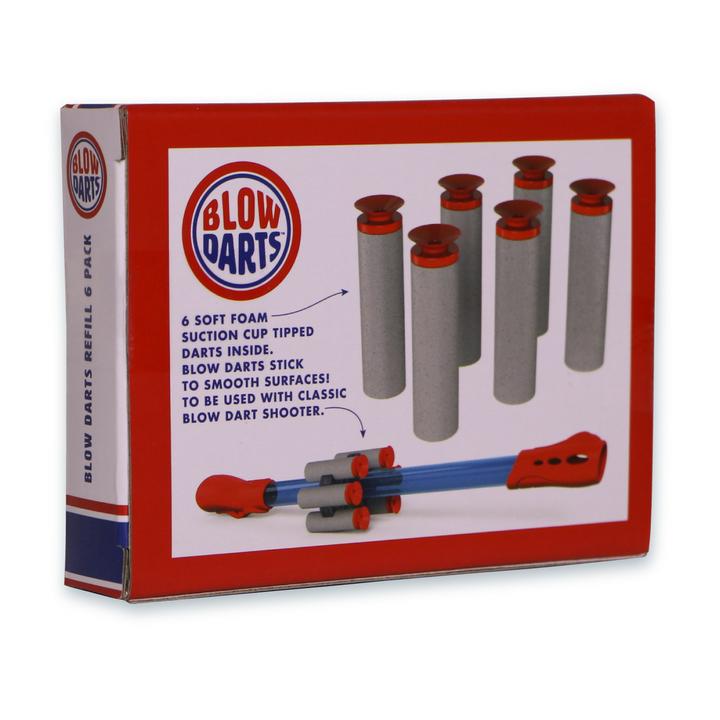 Blow Darts Refill pack with 6 soft foam suction cup darts for use with classic blow dart shooter.
