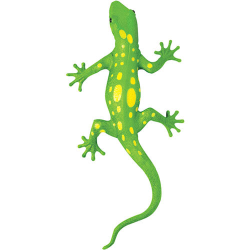 Green and yellow stretchy toy lizard for kids, perfect for squeezing and stretching - Lizard Squishimal.