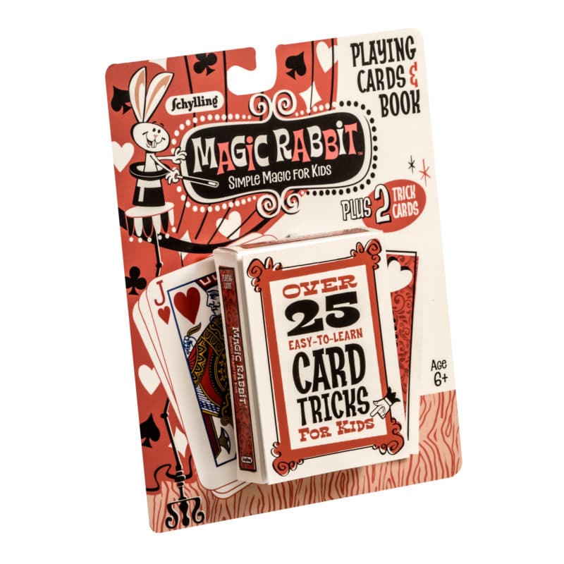 Magic Rabbit Card Tricks set with playing cards and instruction book for kids learning over 25 easy card tricks.