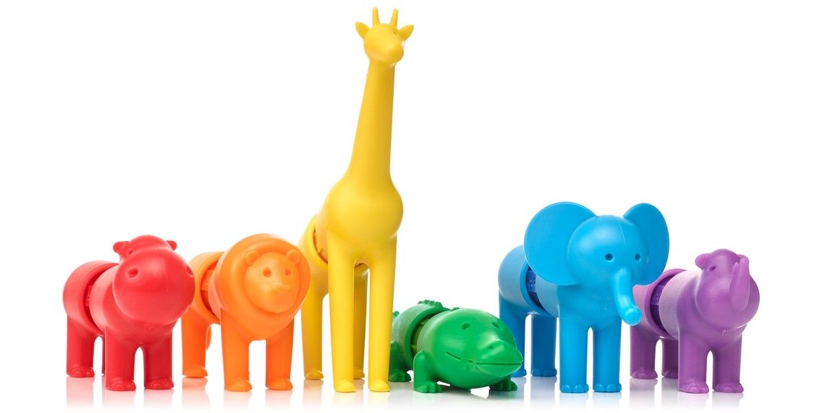 Smartmax My First Safari Animals colorful magnetic animal figures including giraffe, elephant, hippo, and crocodile.