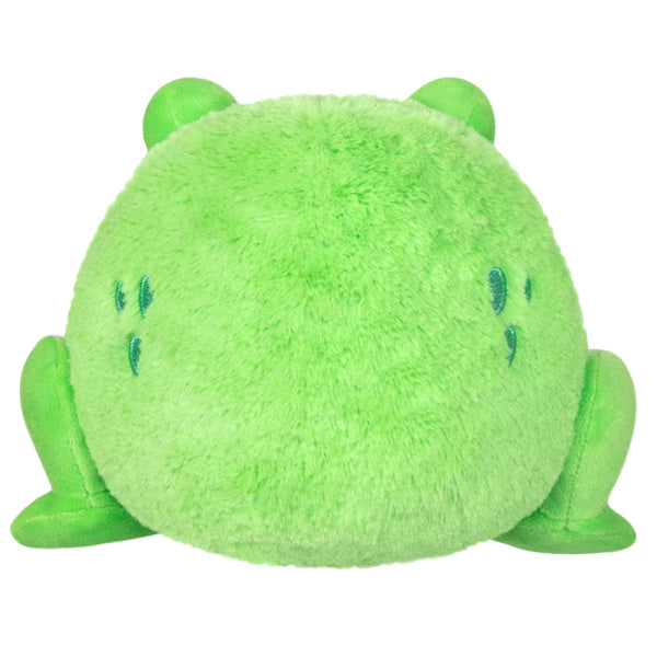 Frog Snackers plush toy showing soft green fur with small embroidered eyes and legs, perfect for all ages.