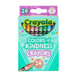 Colors of Kindness: Crayons 24 Pack with colorful crayons in a bright teal box featuring kind words on each crayon.