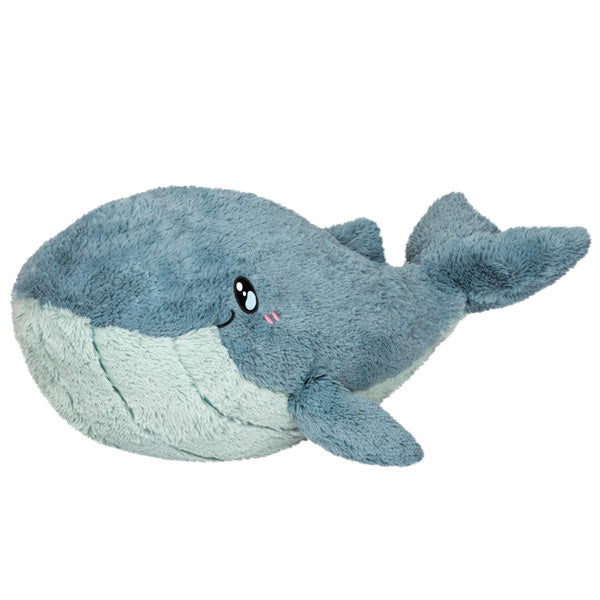 Blue Whale plush toy in soft blue and white polyester fiber, perfect for cuddling and whale-watching from home.