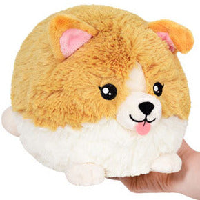 Soft and fluffy Baby Corgi Mini plush with short legs, floppy ears, and a squishy, adorable face.