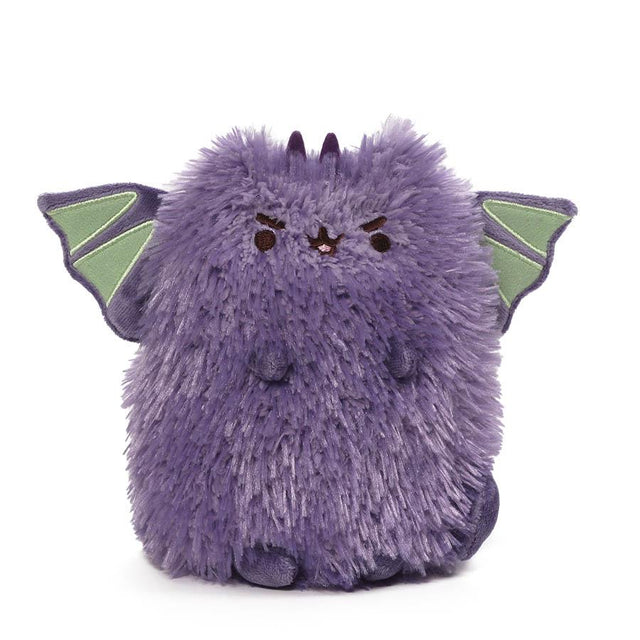 Purple fluffy Pip Dragon plush with green wings and tiny horns from Pusheen Surprise Plush Series #6.