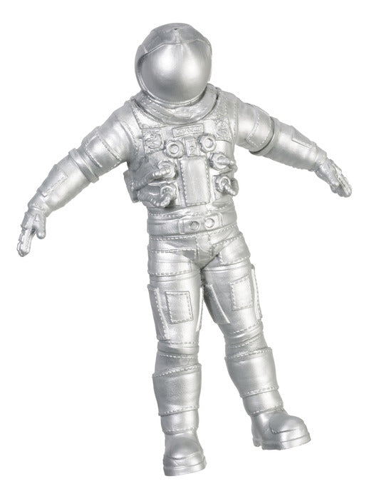 Epic Stretch Astronaut toy in silver astronaut suit, 8" tall unstretched, friendly illustrative design.