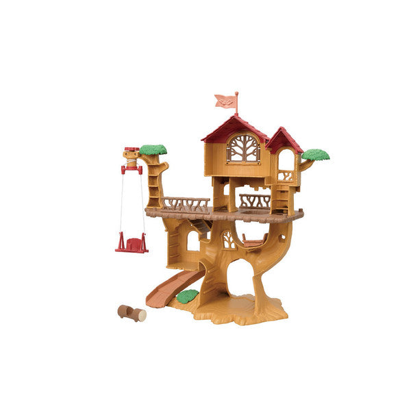 Adventure Treehouse Set with 4 rooms, slide, swing, and tunnels for imaginative play by Calico Critters.