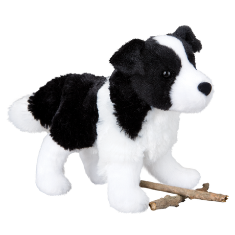 Border Collie Meadow plush toy with soft black and white fur, realistic details, perfect for dog lovers and kids.