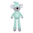 Organic Koala Kozy plush toy in striped pajamas with a sleeping koala face, soft and cozy for kids.