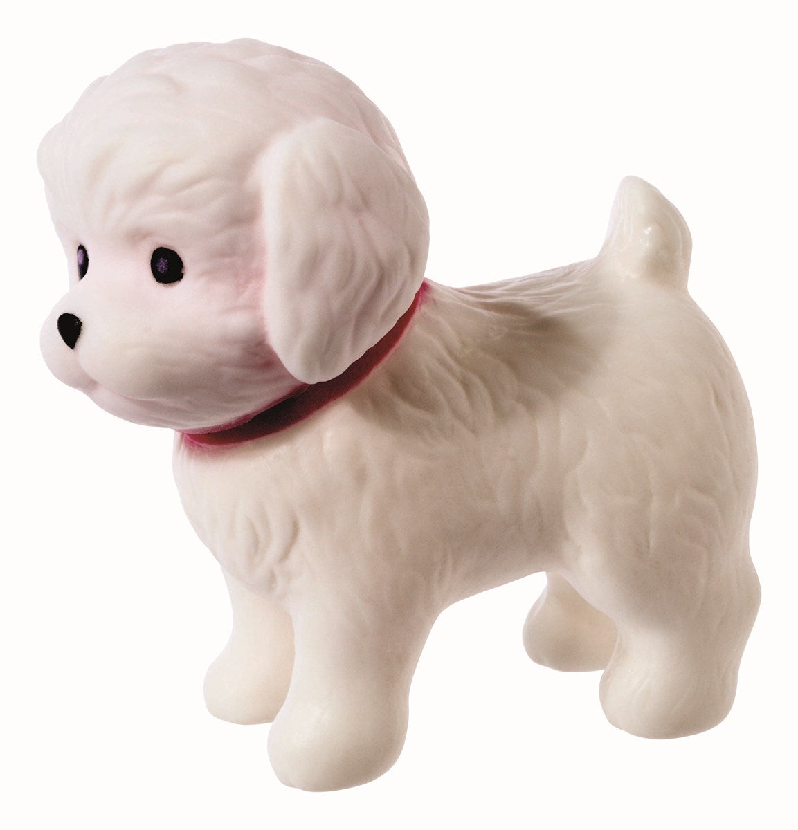 Bitty Buddy small white dog figurine with textured fur and a red collar, perfect as a tiny friend collectible toy.