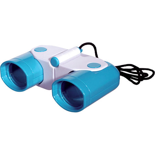 Folding Binoculars in blue with strap, portable 3X binoculars designed for kids aged 5+ for easy outdoor fun.