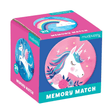 Mini Matching Unicorn Magic memory match game box featuring colorful unicorn illustrations in a compact cube packaging.