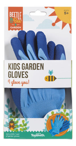 Gardening Gloves in blue for kids ages 5+, stretchy and comfortable for various garden tasks.