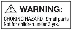 Warning label showing choking hazard due to small parts, not suitable for children under 3 years old for Wiltopia Baby Tiger.