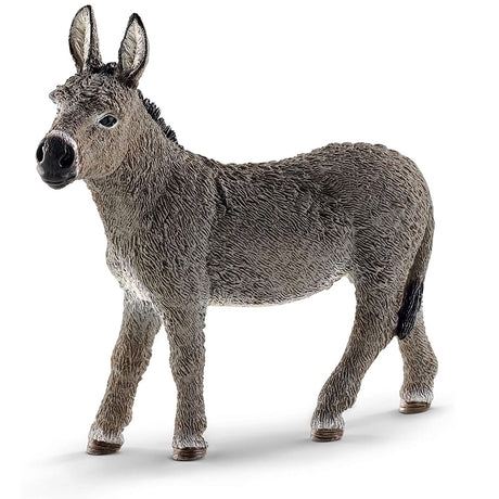Donkey figurine with detailed fur texture, standing on a white background, showcasing a balanced and sure-footed pose.